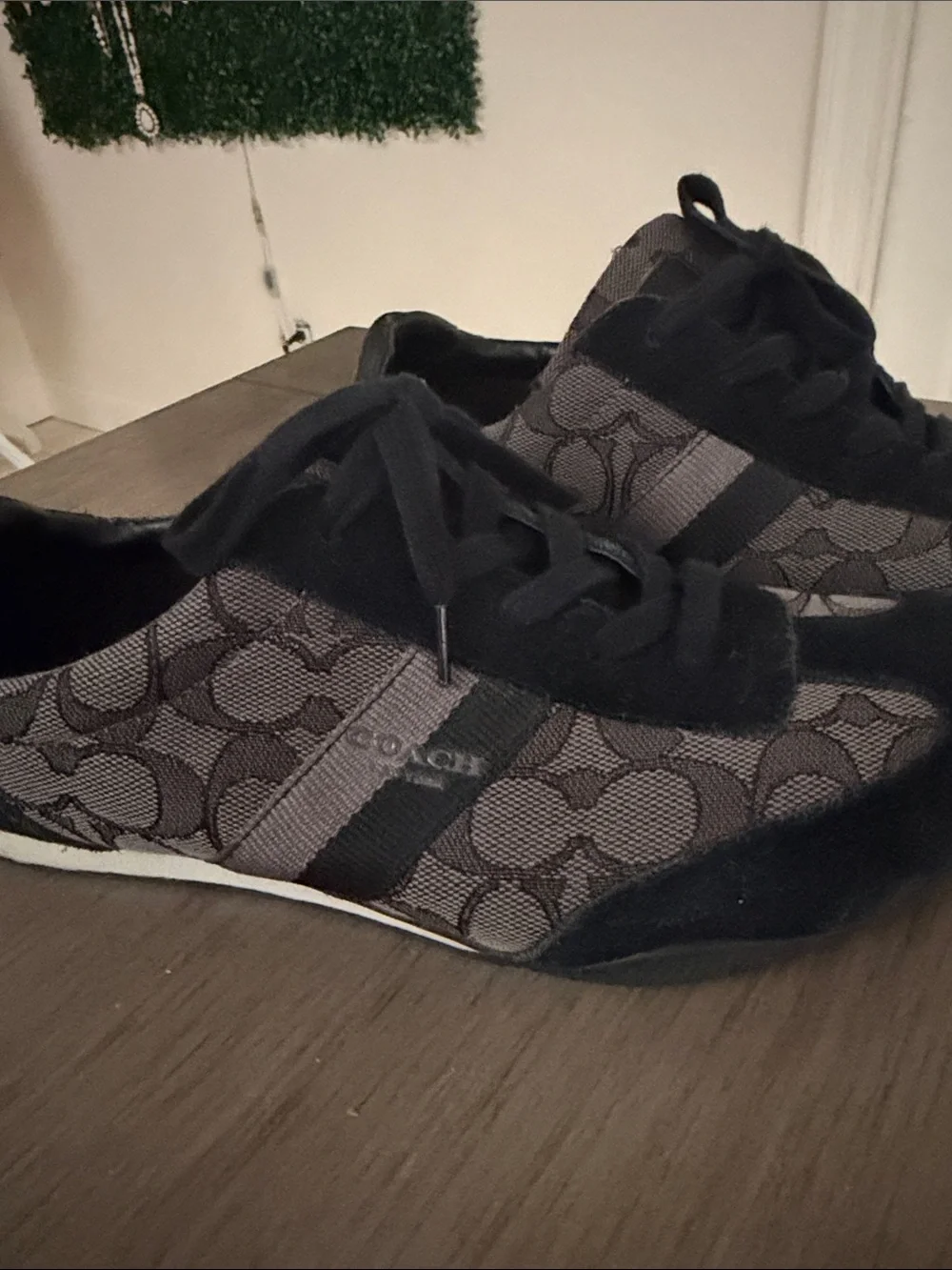 Coach Black and Gray Signature Logo Kids Sneakers